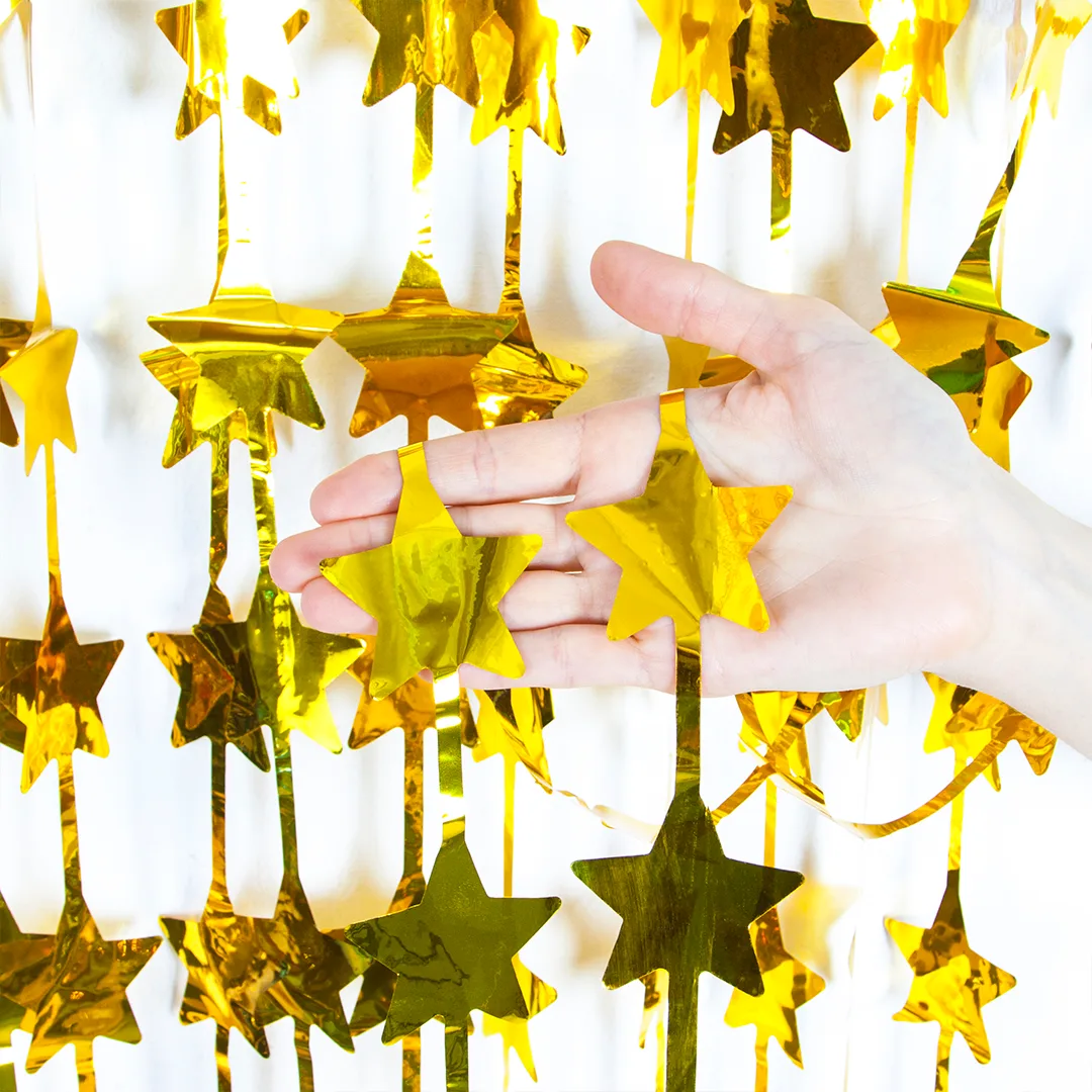 Занавес Звезда, Золото, Металлик, 100*200 см, 1 шт.