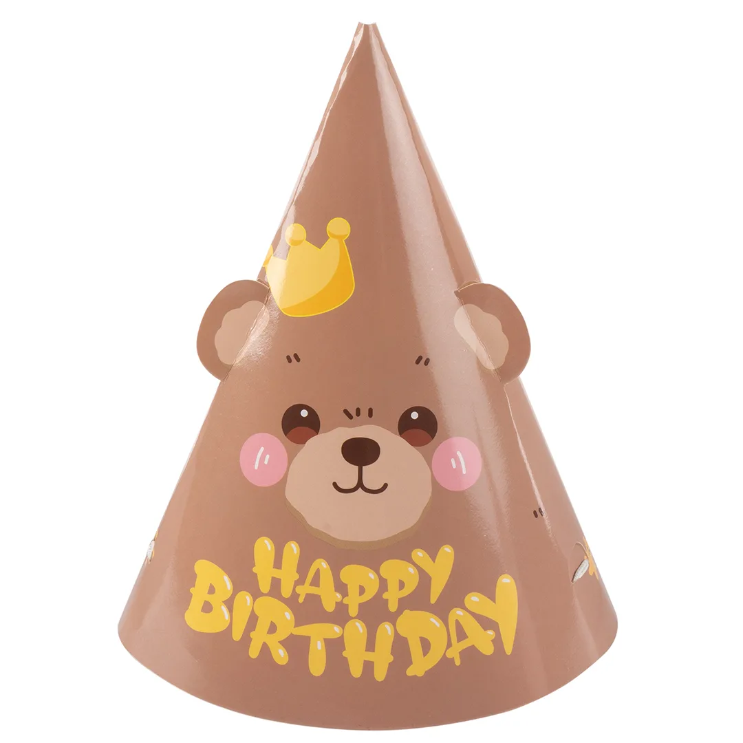 Колпаки, Мишка, Коричневый, 16 см, 6 шт. в упак.