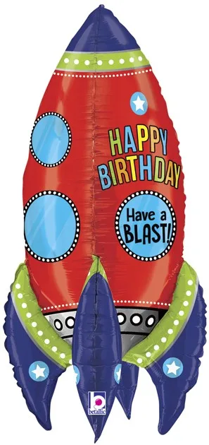 G 36"/91 см 3D Ракета, С Днем Рождения!, 1 шт.(Италия)