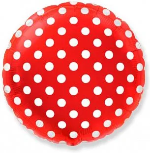И 18"/48см Круг, Горох, Красный/ 1 шт./ (Испания)