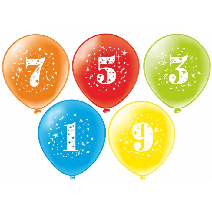 Б 14"/35см Цифры, Ассорти  /25 шт./(Таиланд)