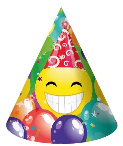 Колпак 16см. (6 шт.) "Смайлы" с хедером