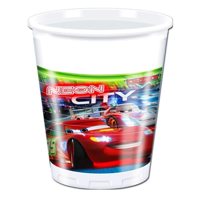 Стаканы пластиковые 200 мл "Тачки. Неоновый город" / набор 8 шт. /