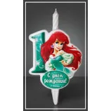 Свеча тортовая "Принцесса Русалочка" Цифра 1 / 1 шт.