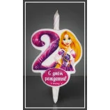 Свеча тортовая "Принцесса Рапунцель" Цифра 2 / 1 шт.