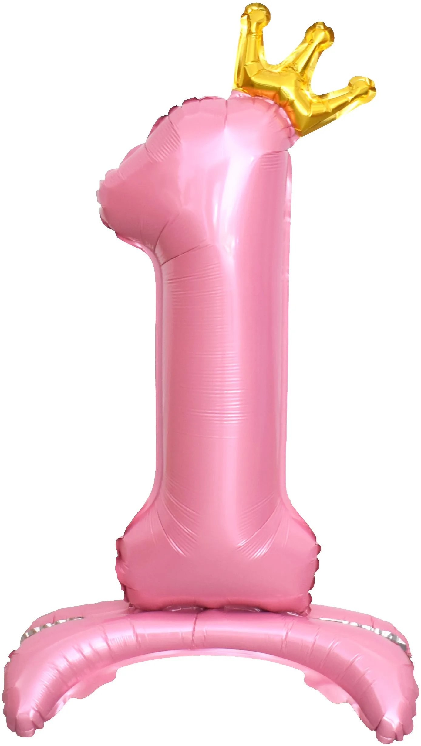 F 32"/81см Цифра, 1 Золотая корона, на подставке, Розовый, 1 шт. в упак. (Китай)