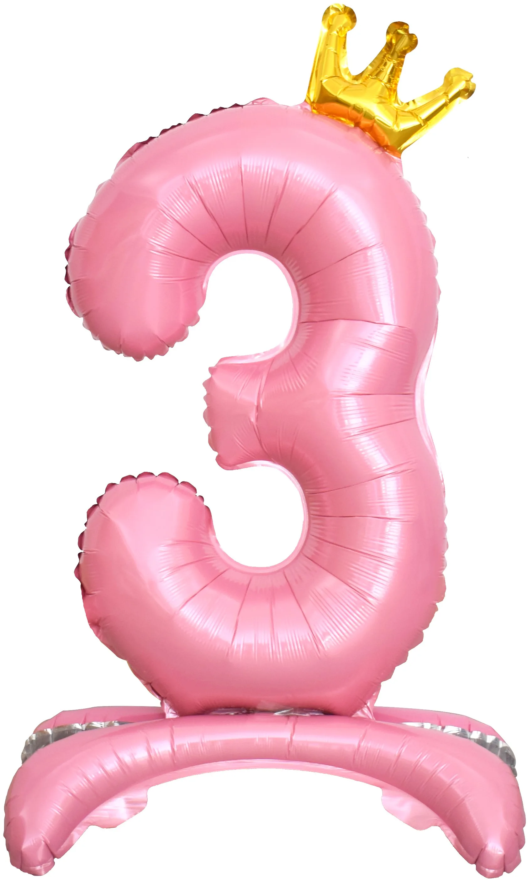 F 32"/81см Цифра, 3 Золотая корона, на подставке, Розовый, 1 шт. в упак. (Китай)