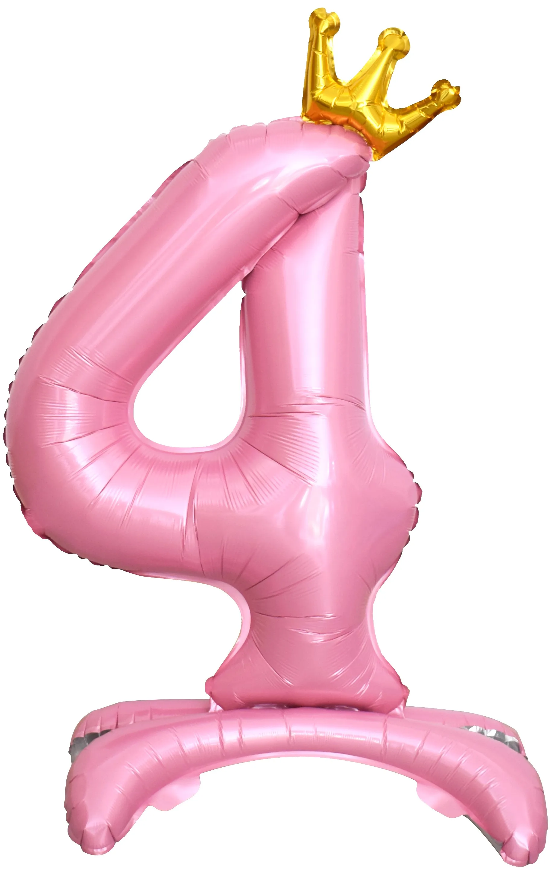 F 32"/81см Цифра, 4 Золотая корона, на подставке, Розовый, 1 шт. в упак. (Китай)