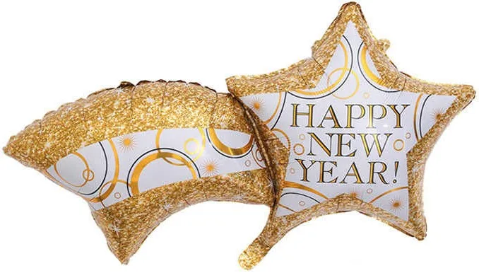 F 40"/102см Счастливого Нового Года (комета), Золото, 1 шт. (Китай)