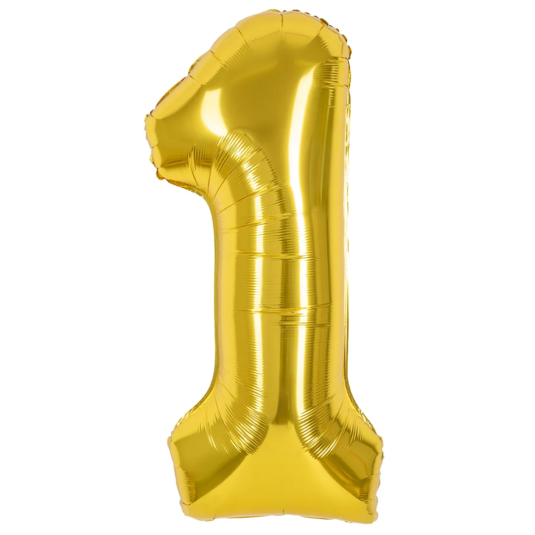 СБ 40''/102 см Цифра, 1, Золото, Металлик, 1 шт. в уп.(Китай)