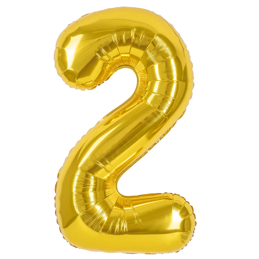 СБ 40''/102 см Цифра, 2, Золото, Металлик, 1 шт. в уп.(Китай)
