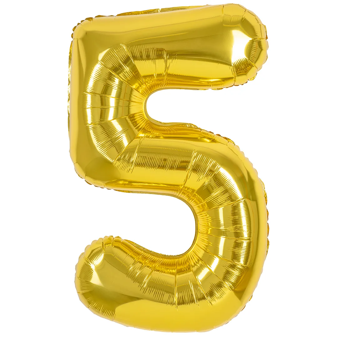 СБ 40''/102 см Цифра, 5, Золото, Металлик, 1 шт. в уп.(Китай)