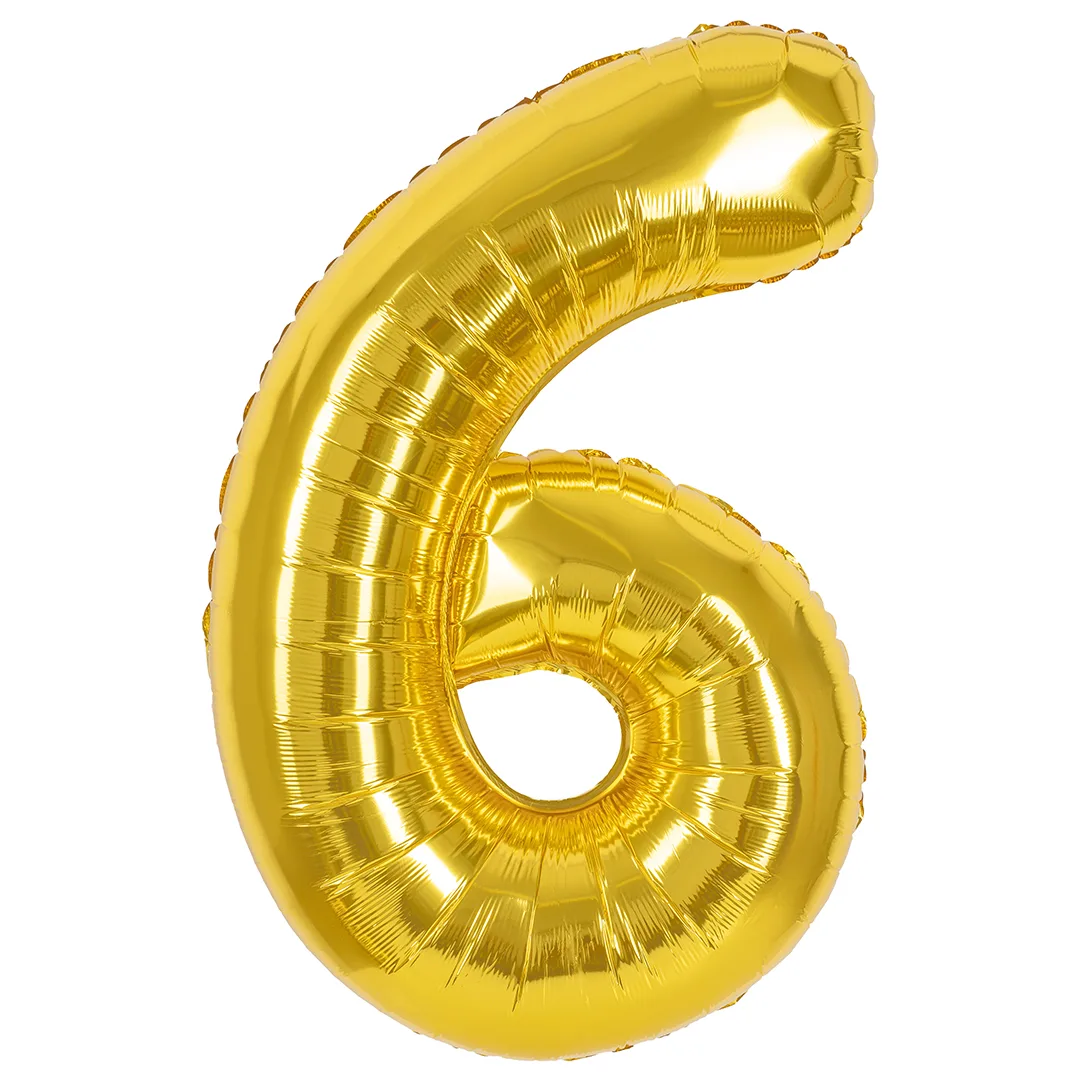 СБ 40''/102 см Цифра, 6, Золото, Металлик, 1 шт. в уп.(Китай)