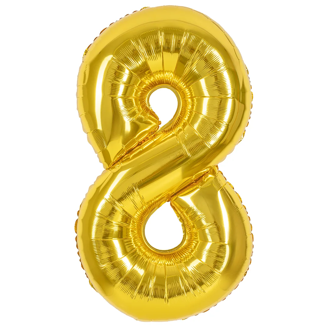 СБ 40''/102 см Цифра, 8, Золото, Металлик, 1 шт. в уп.(Китай)