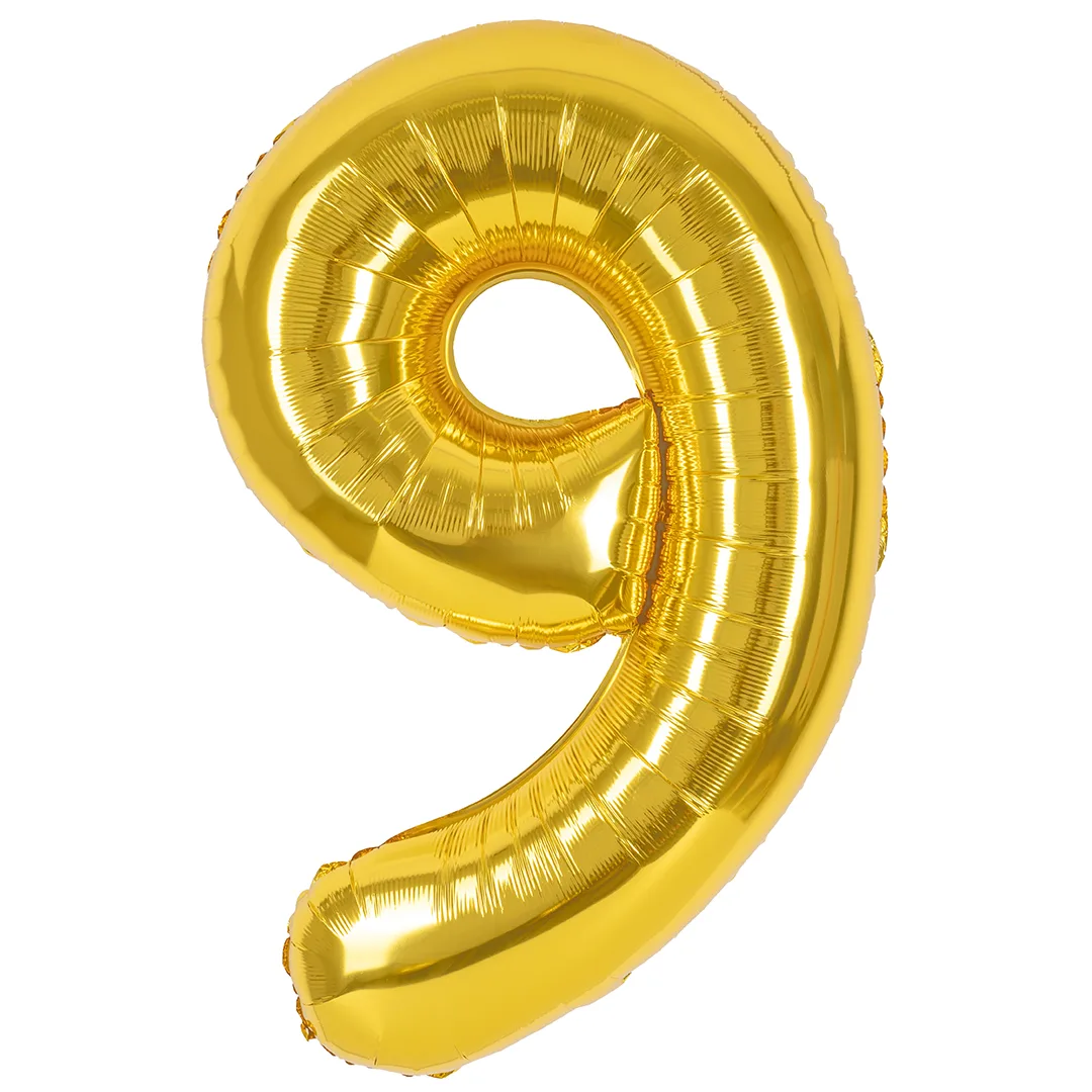СБ 40''/102 см Цифра, 9, Золото, Металлик, 1 шт. в уп.(Китай)