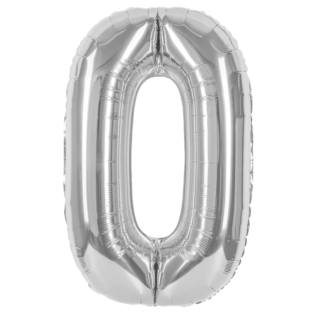 СБ 40''/102 см Цифра, 0, Серебро, Металлик, 1 шт. в уп.(Китай)