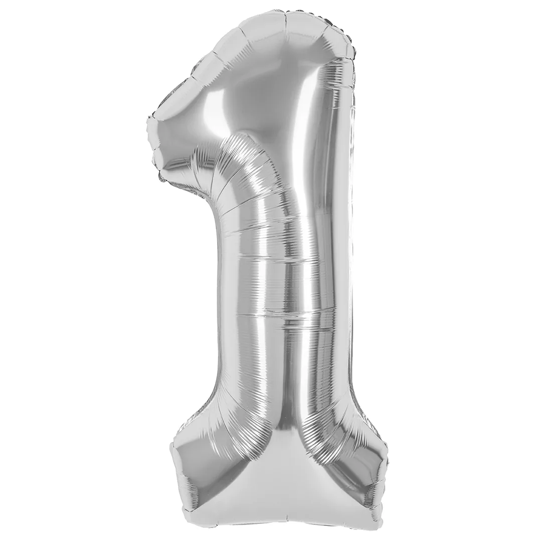 СБ 40''/102 см Цифра, 1, Серебро, Металлик, 1 шт. в уп.(Китай)