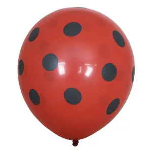 М 12"/30см Горошек Черный на Красном/ уп. 25 шт.