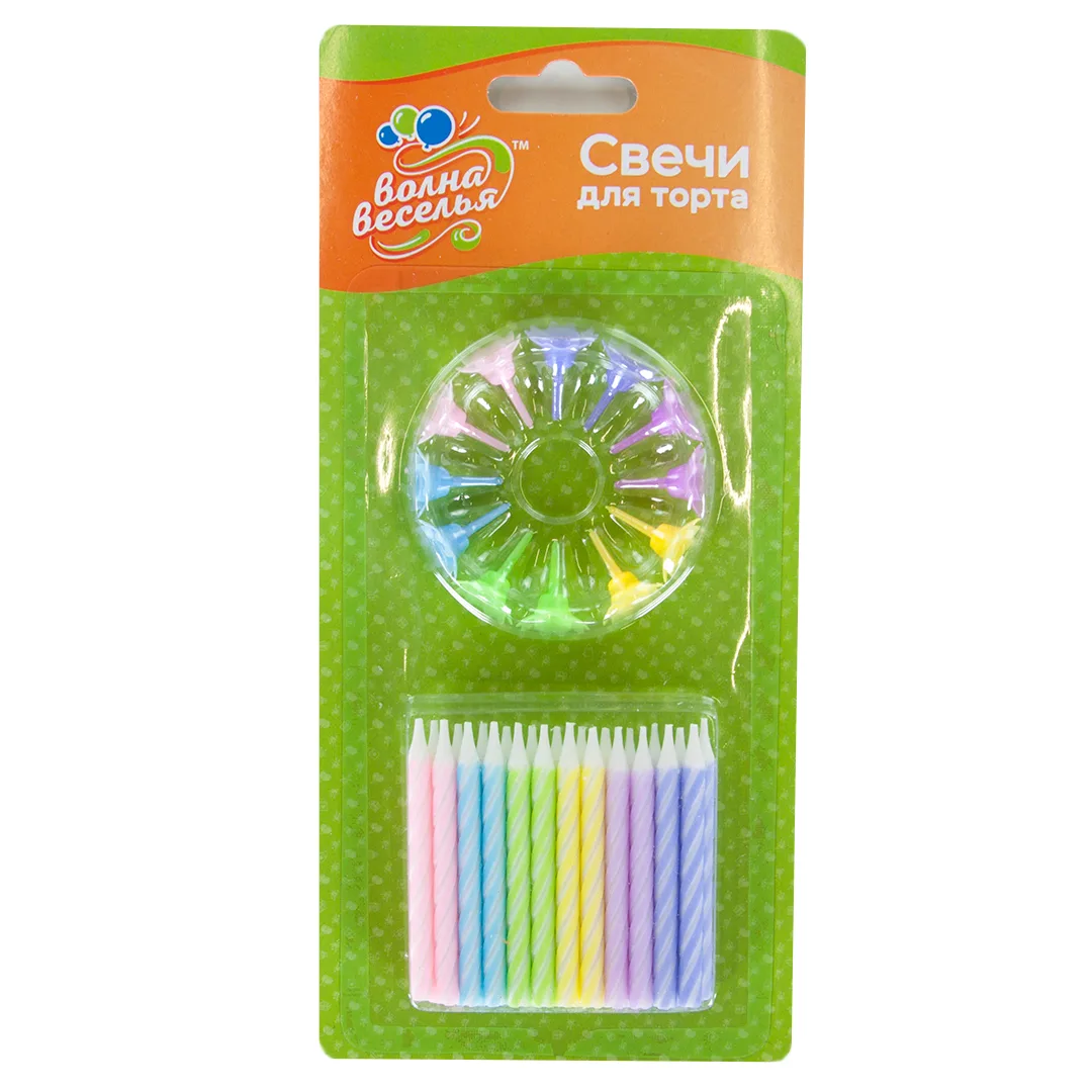 Свечи Нежное макарунс, Ассорти, 6 см, 24 шт. с держат.