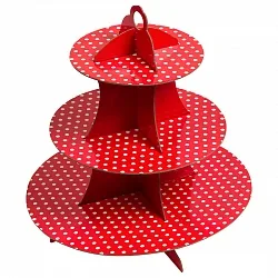 Стойка для десертов, Точки, Красный / 1 шт./