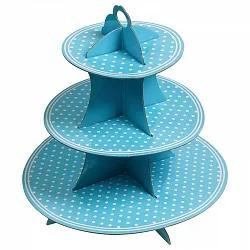 Стойка для десертов, Точки, Голубой / 1 шт./