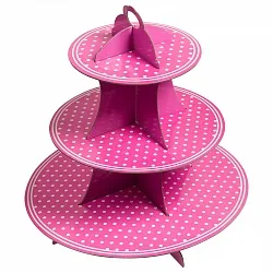 Стойка для десертов, Точки, Розовый / 1 шт./
