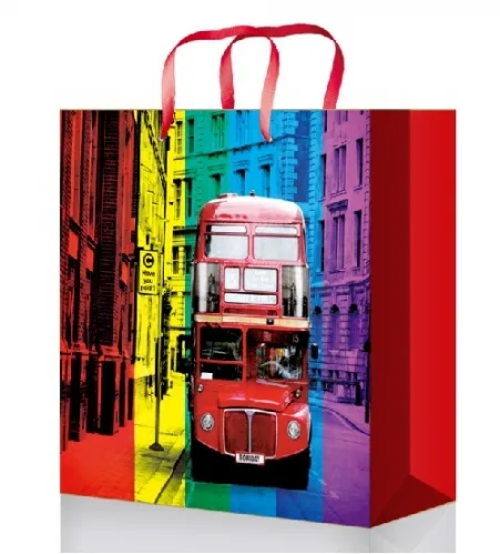 OPTIMA Пакет подарочный Двухэтажный автобус (М) 18 х 23 х 10