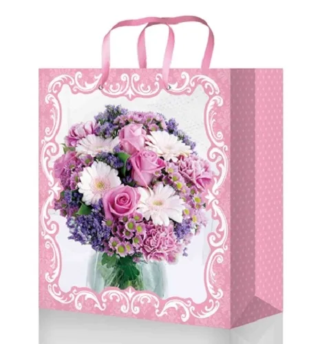 OPTIMA Пакет подарочный. ламинированный. 11.5x14.5x6 см. Букет с герберами