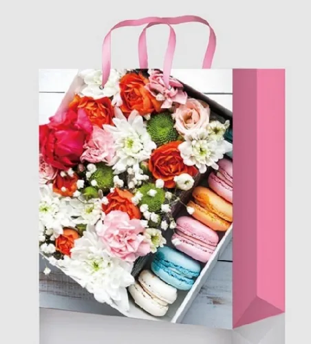 OPTIMA Пакет подарочный Цветы и сладости (М) 18 х 23 х 10