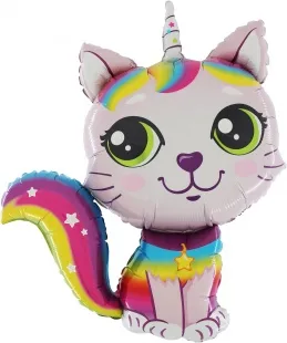 G 30"/76 см Котенок-единорог, Розовый, 1 шт. (Италия)