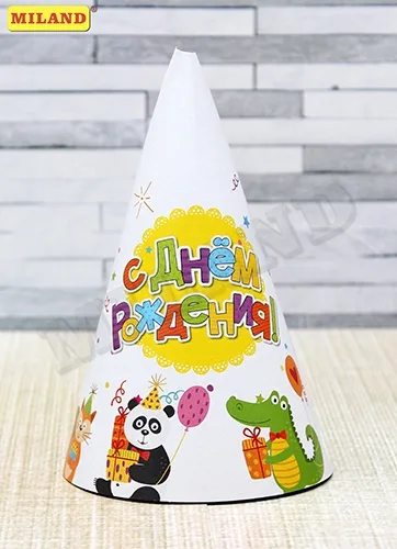 Колпак 16см. (6 шт.) Праздник у зверят