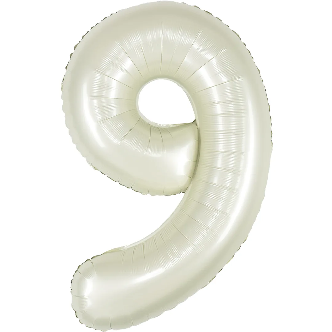 СБ 40''/102 см Цифра, 9, Белый песок, Сатин, 1 шт. в уп.(Китай)