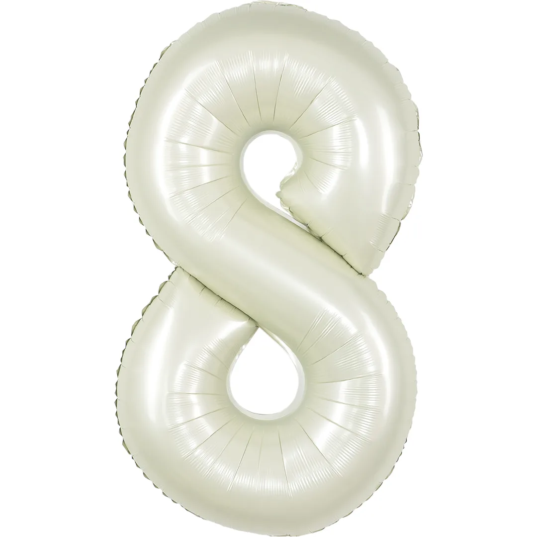 СБ 40''/102 см Цифра, 8, Белый песок, Сатин, 1 шт. в уп.(Китай)