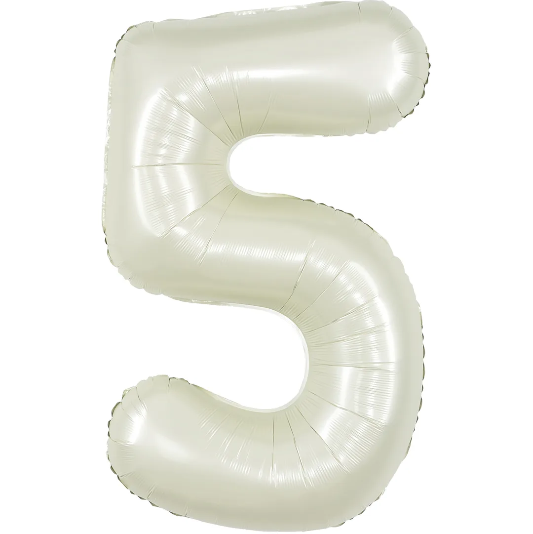 СБ 40''/102 см Цифра, 5, Белый песок, Сатин, 1 шт. в уп.(Китай)