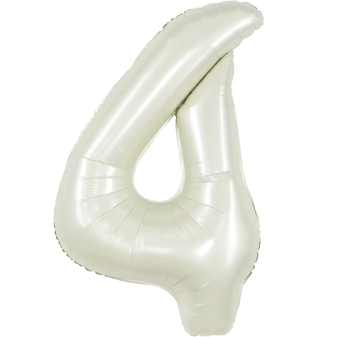 СБ 40''/102 см Цифра, 4, Белый песок, Сатин, 1 шт. в уп.(Китай)