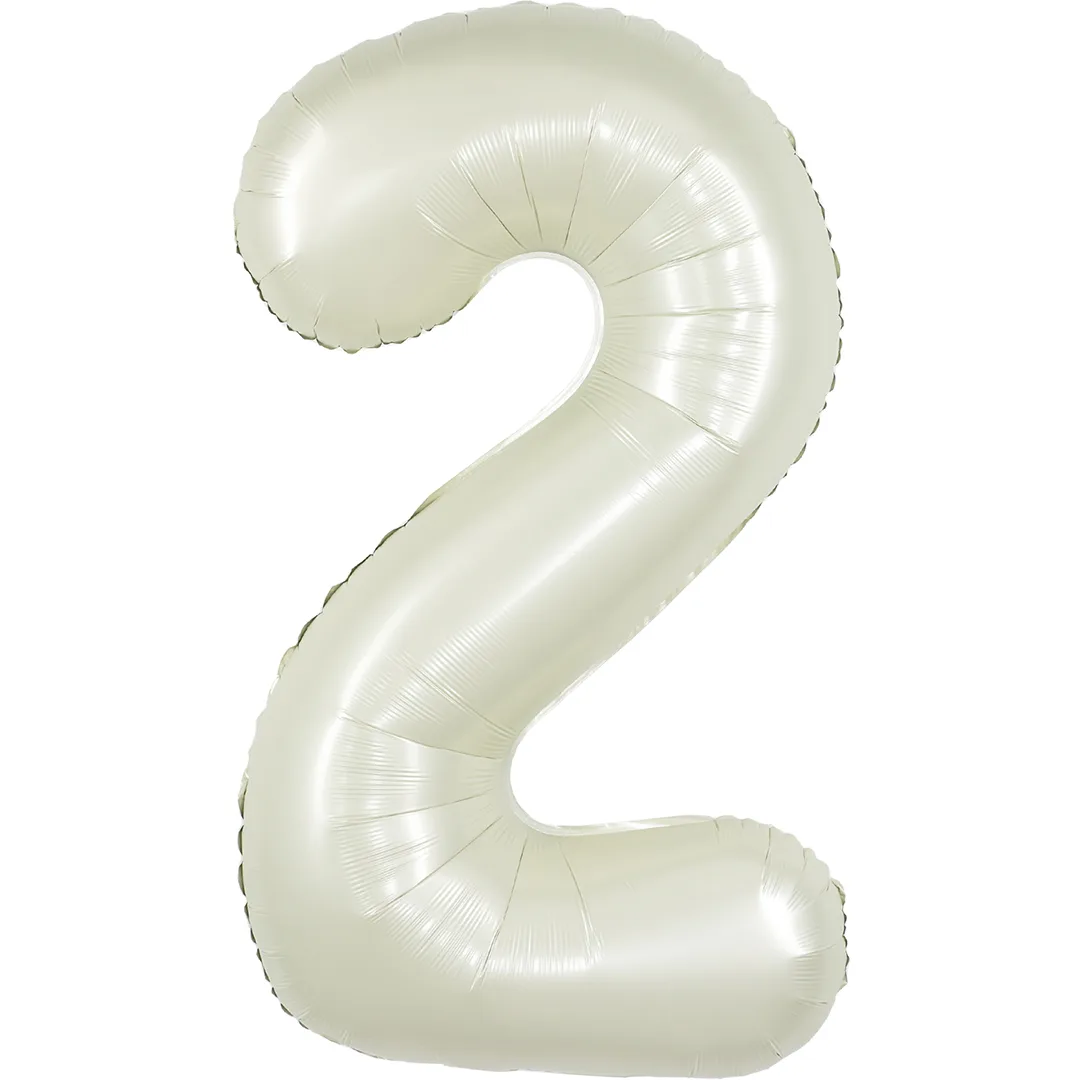 СБ 40''/102 см Цифра, 2, Белый песок, Сатин, 1 шт. в уп.(Китай)