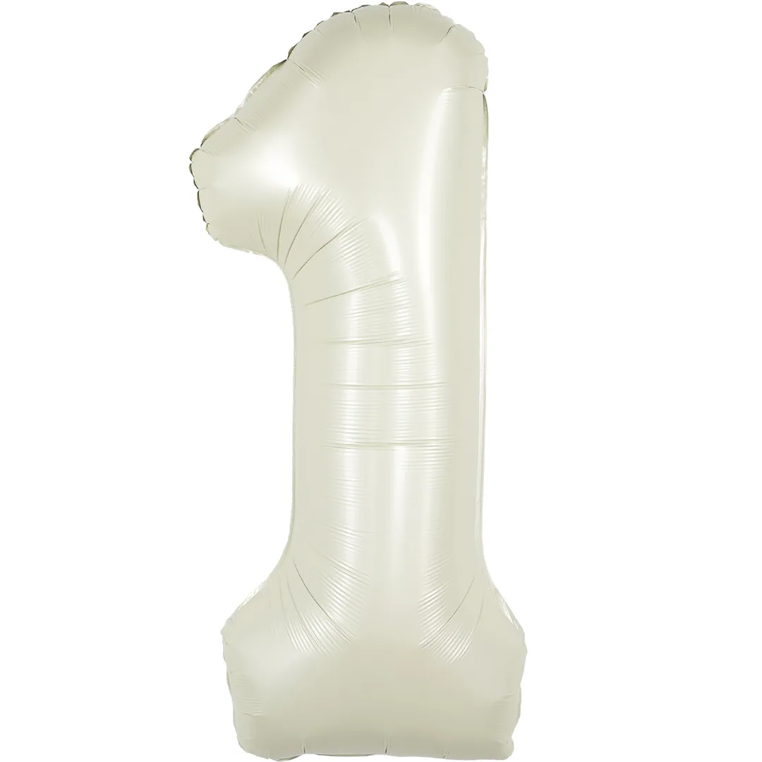 СБ 40''/102 см Цифра, 1, Белый песок, Сатин, 1 шт. в уп.(Китай)