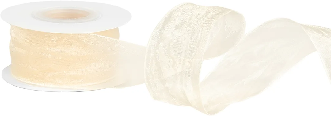 Лента органза (4 см*9,14 м) Нежная грация, Кремовый, 1 шт.