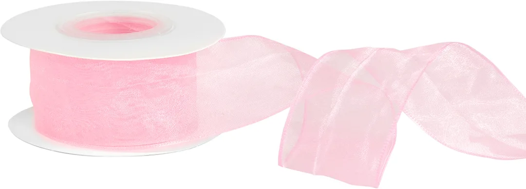Лента органза (4 см*9,14 м) Нежная грация, Розовый, 1 шт.