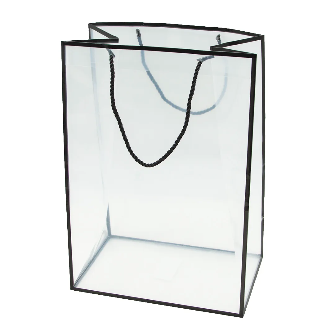 Пакет для цветов, пластик, Черный/Прозрачный, 23*18*24 см, 1 шт.