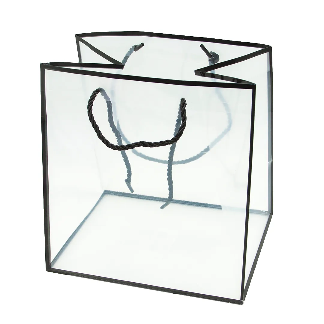 Пакет для цветов, пластик, Черный/Прозрачный, 23*24*18 см, 1 шт.