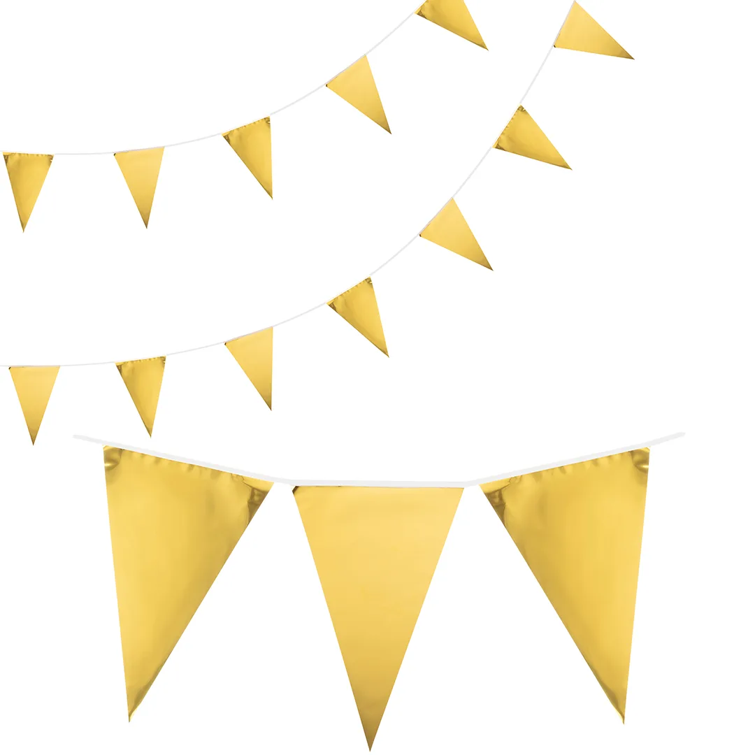 Гирлянда Флажки, 20*30 см*20 шт, 10 м, Золото, Металлик, 1 упак.