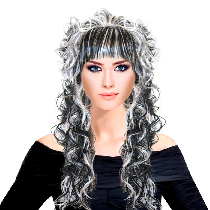 Парик "Кудри Микс" Черно-серебряный / 1 шт./ Китай
