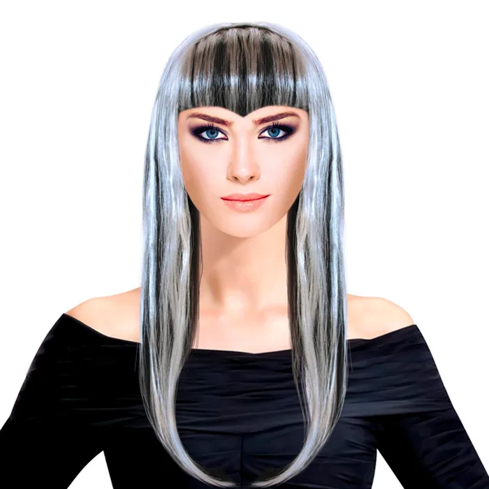 Парик "Длинные волосы Микс" Черно-серебряный / 1 шт./ Китай