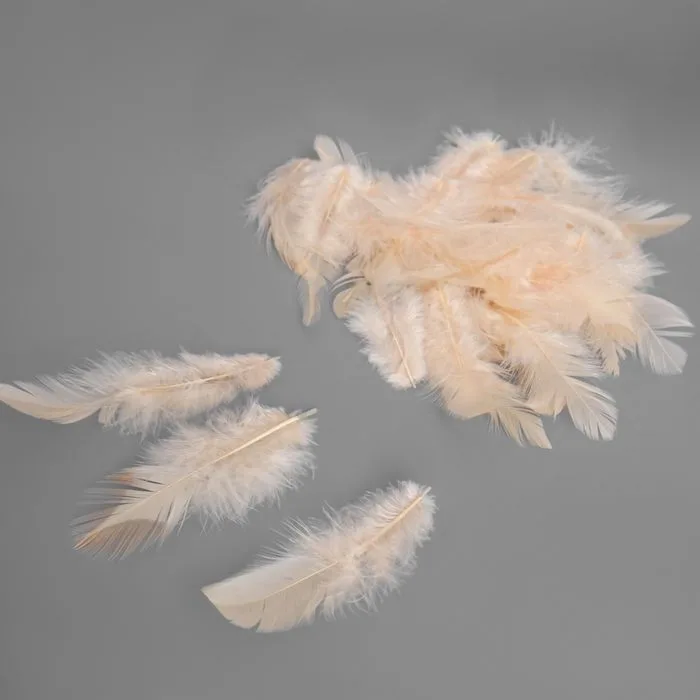 Перья цветные 8-10см персиковые (100 шт./уп.)