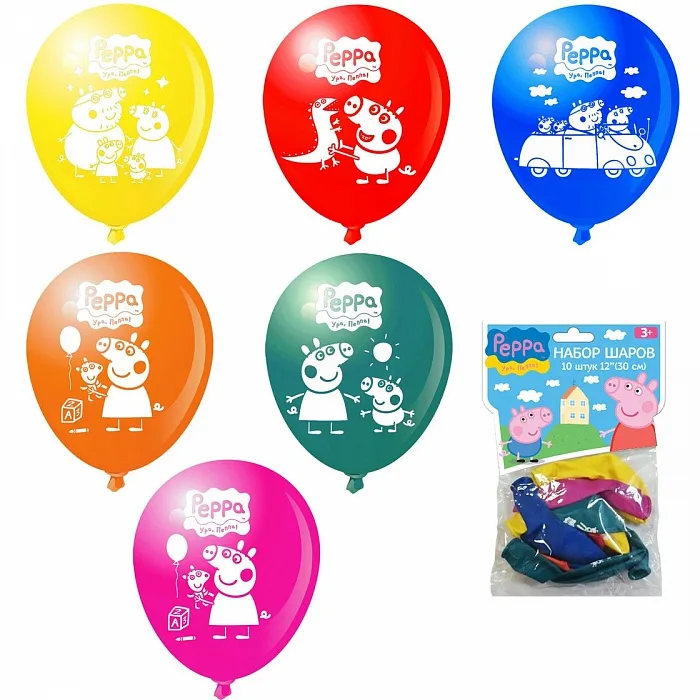 О 12"/30см  Пеппа Пиг, Пастель, Ассорти/ 10шт.