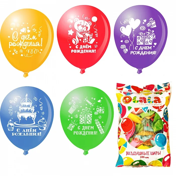 О 12"/30см  День Рождения, Пастель,Ассорти/ 100 шт.