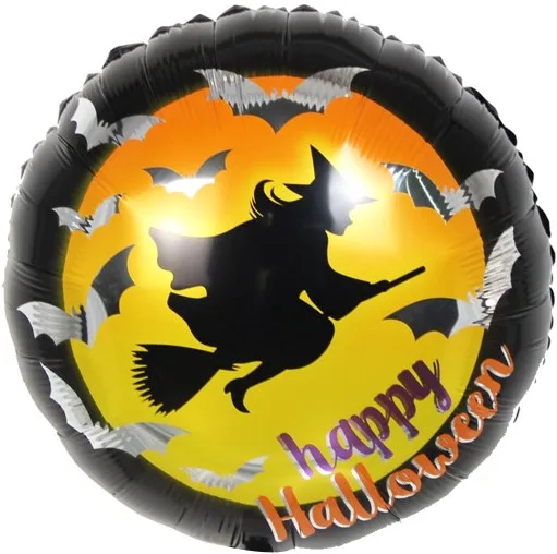 F 18"/48см Круг, Хэллоуин, Ведьма на метле, 1 шт. (Китай)