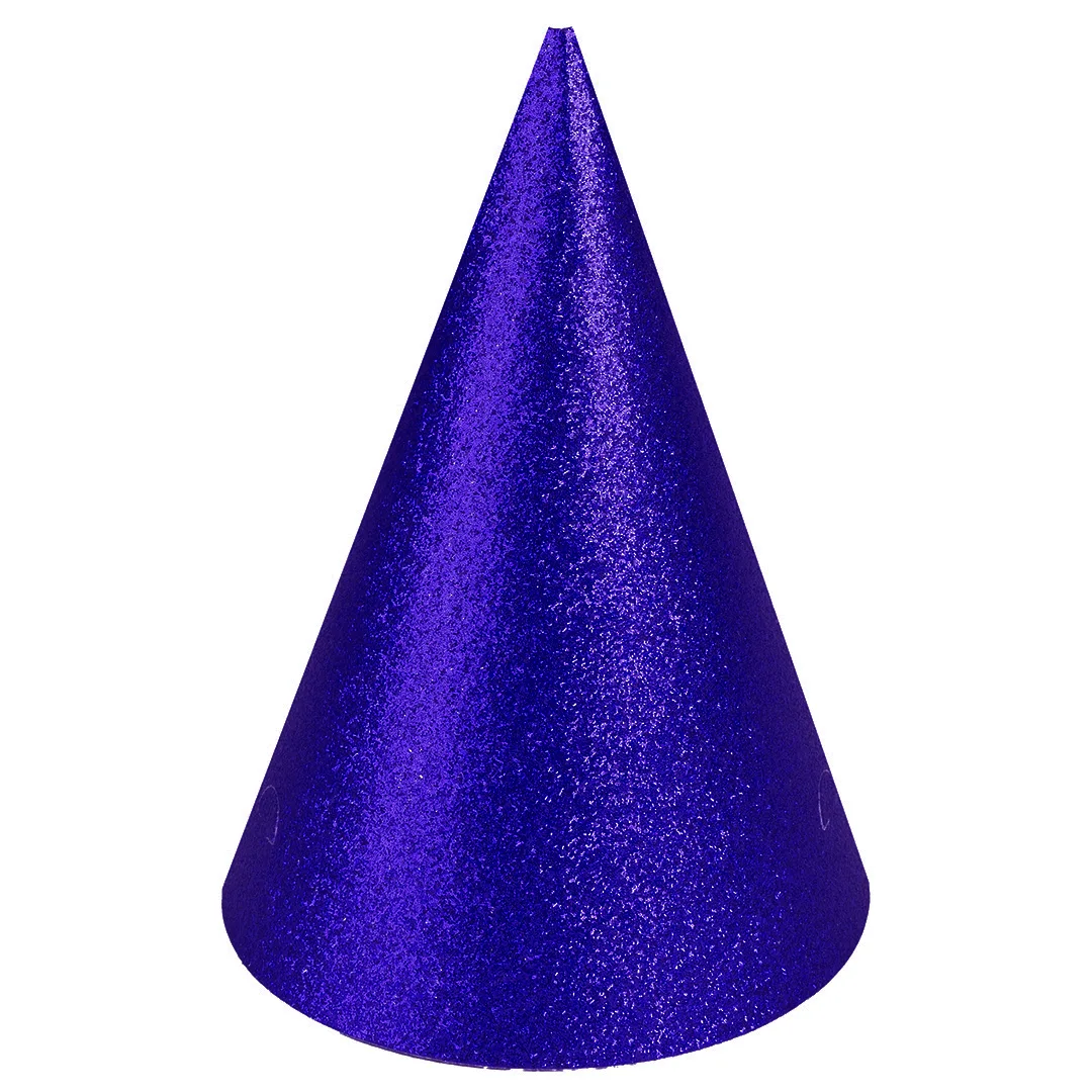 Колпаки, Королевский синий, с блестками, 16 см, 6 шт.