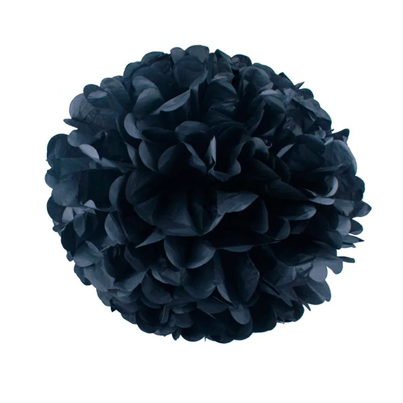 Бумажный помпон Черный, 30 см